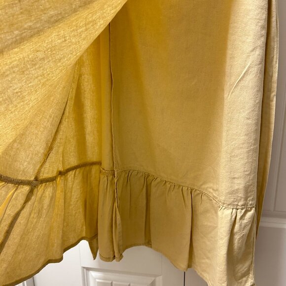 Forever 21 Linen Midi Skirt Ruffle Khaki - Picture 2 of 8
